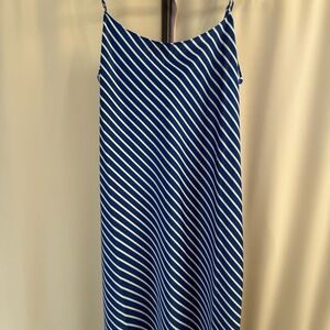 J. Crew Blue and White Striped V-Neck Top